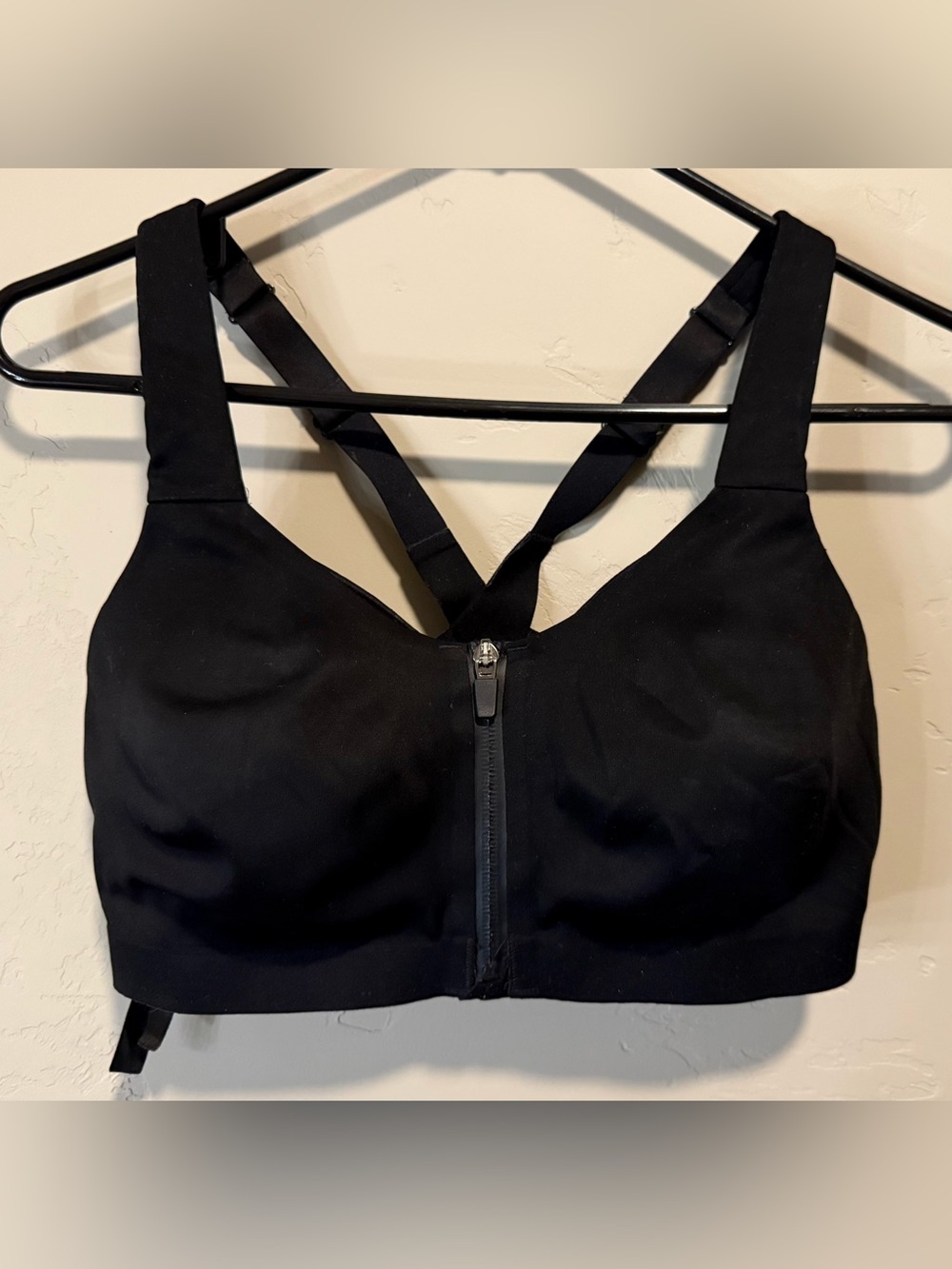 Victoria's Secret Black Front-Zip Support Sports Bra with Crisscross Straps - Picture 2 of 5